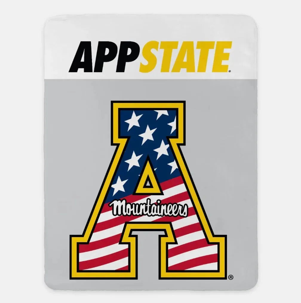 APP STATE XL 60x80 Sherpa Blanket - Wide Band Hero Throw Blankets