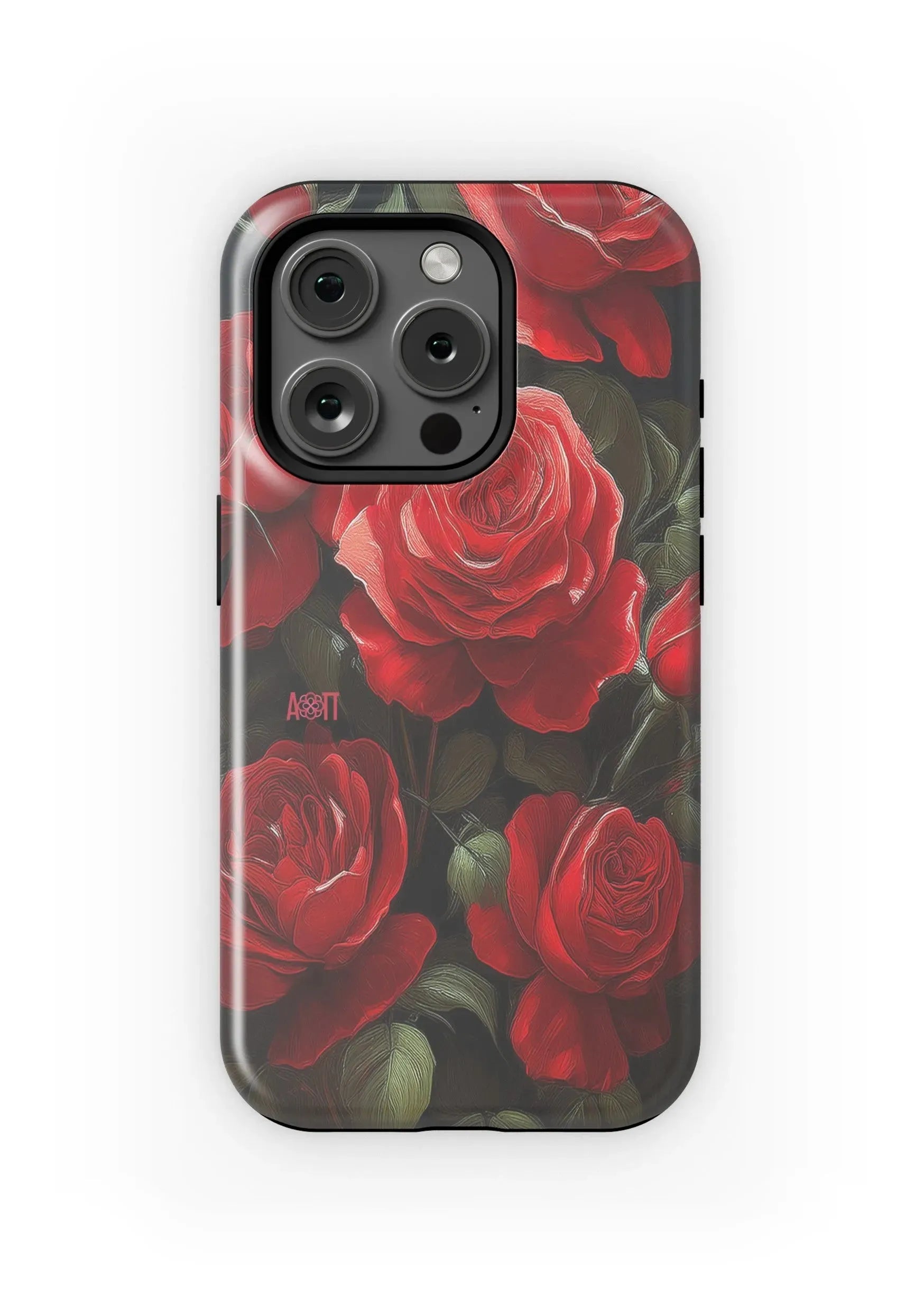 Alpha Omicron Pi iPhone 16, 15, 14 Mobile Phone Case - Bold Roses Matte Mobile Phone Cases