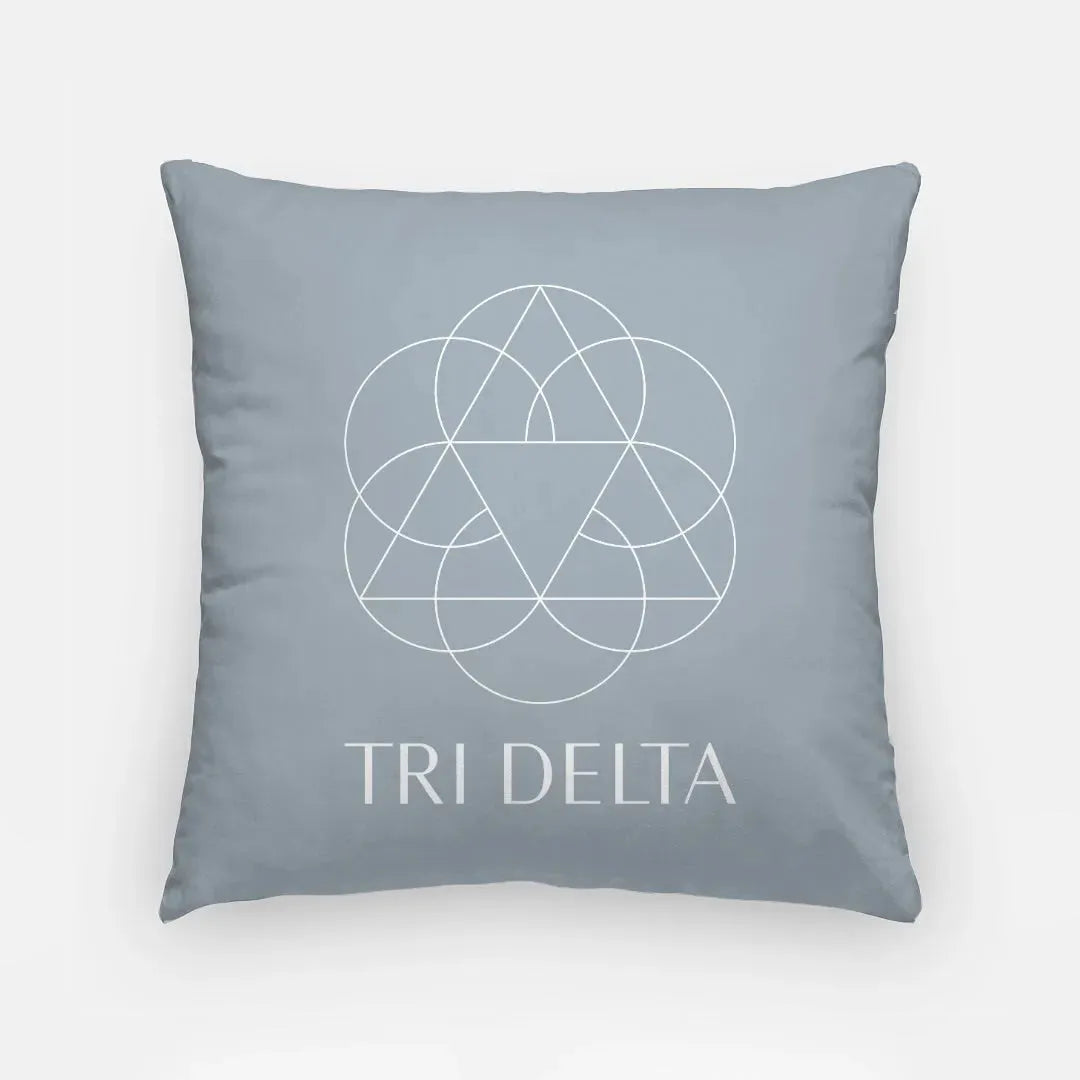 Tri Delta 18" Traditional Pillow Cover - Silver Pillow Covers