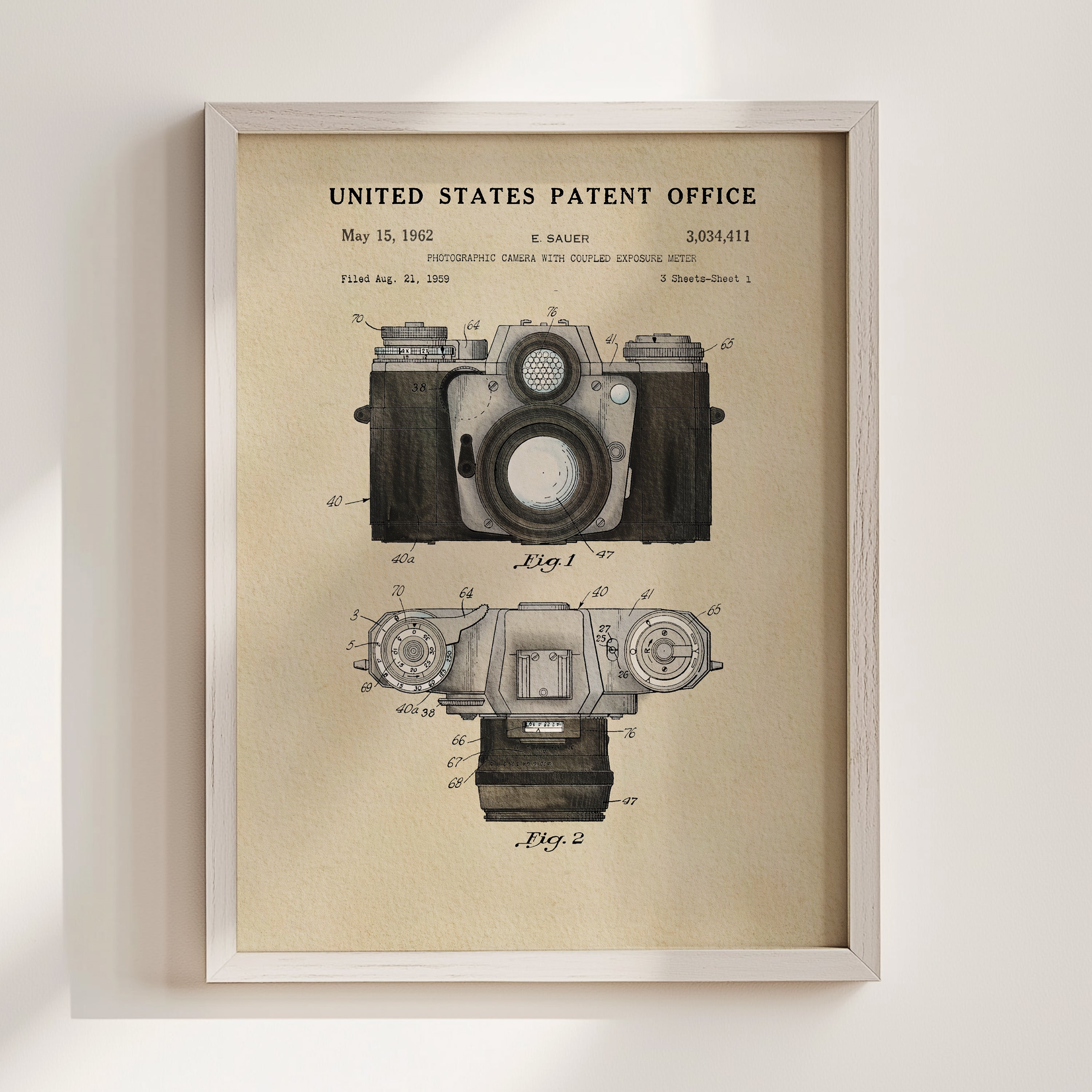 Modern Camera US Patent Wall Print | Dorm Decor | Wall Art