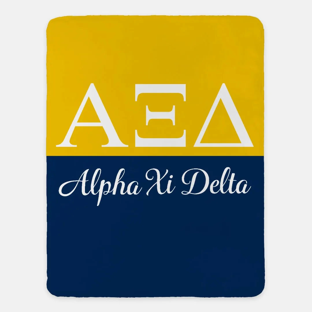 Alpha Xi Delta Blanket XL 60x80 Gold Color Split | Official AXiD Gifts