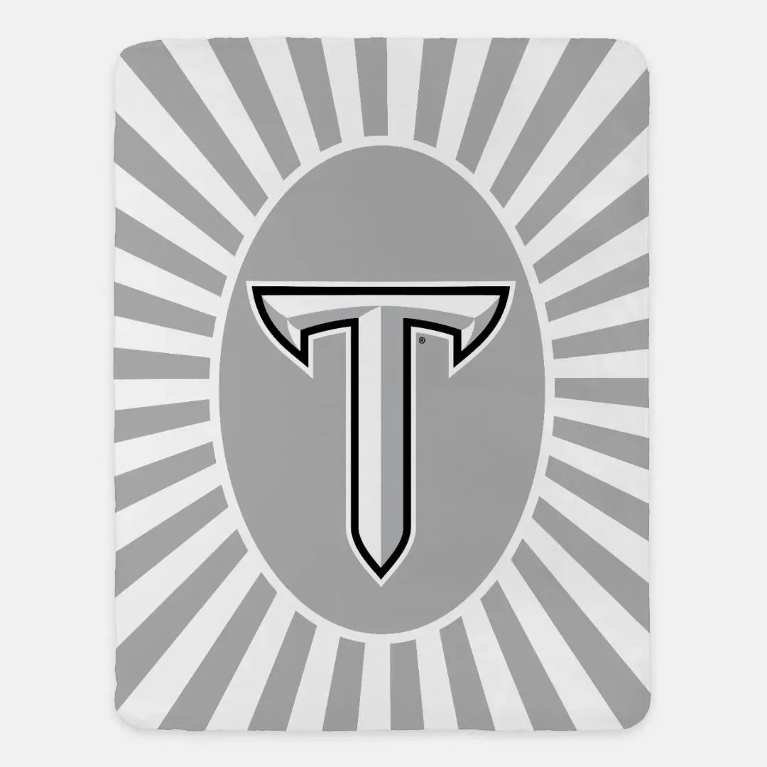 Troy University XL 60x80 Sherpa Blanket - Gray Starburst Throw Blankets