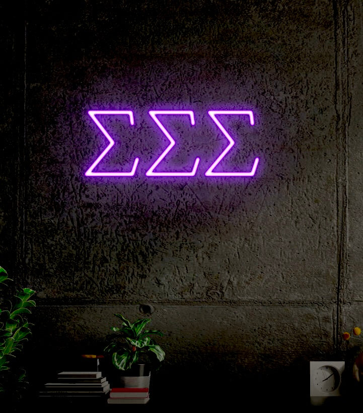 Tri Sigma Greek Letters LED Neon Sign w/ Dimmer | Dorm Decor Wall Art