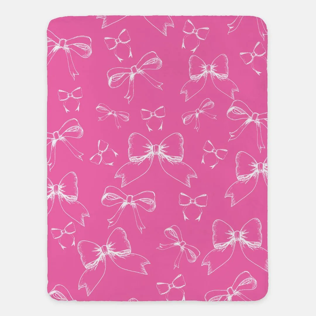 Bows XL 60x80 Sherpa Blanket Pink Classic Throw Blankets