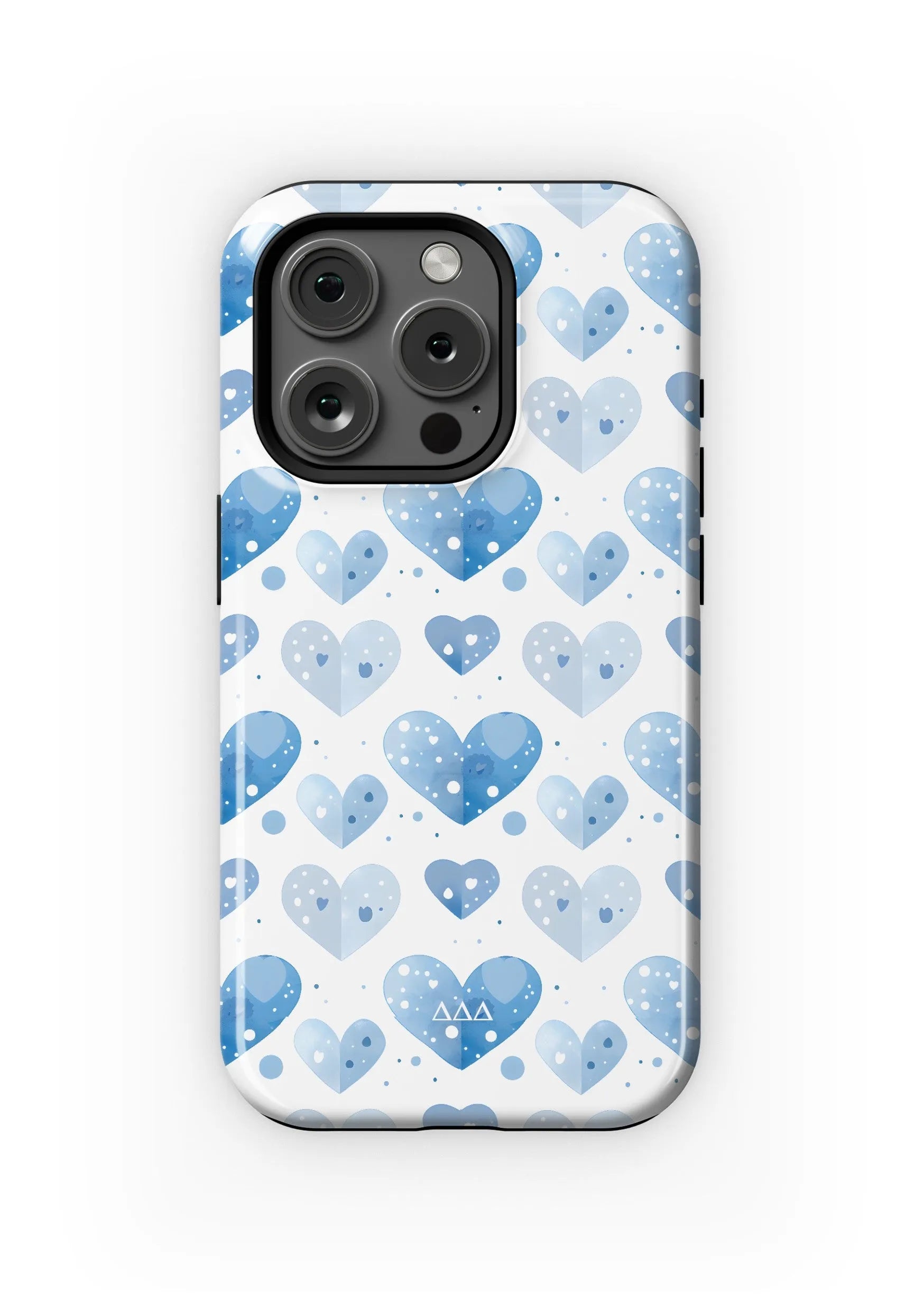 Tri Delta iPhone 16, 15, 14 Mobile Phone Case - Hearts Gloss Mobile Phone Cases
