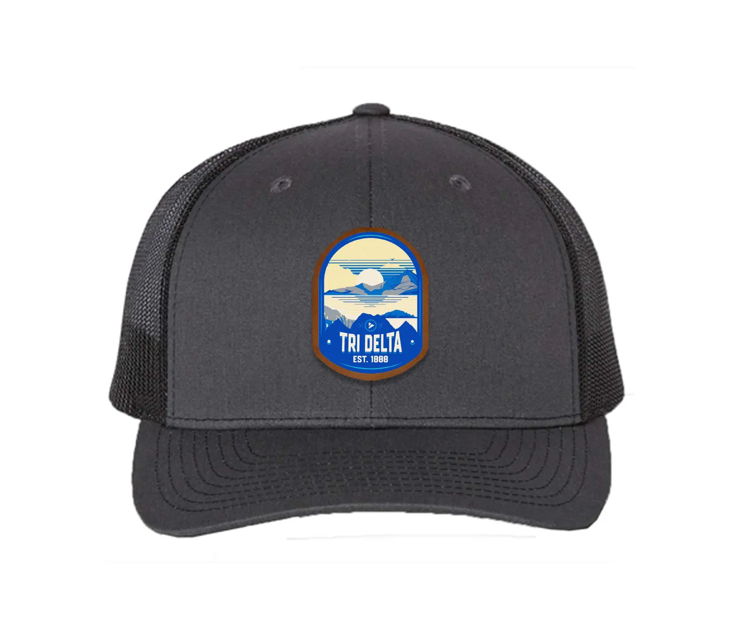Tri Delta Richardson 112 UV Print Leatherette Patch Trucker Hat - Ventura Charcoal Black Trucker Hat