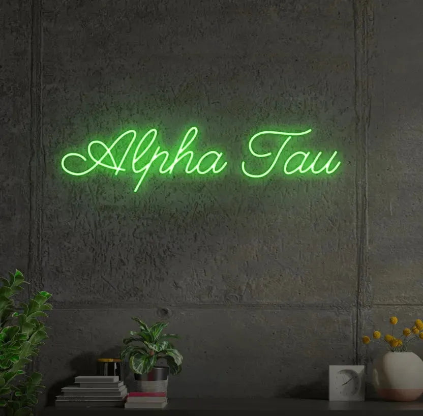 Alpha Tau LED Neon Script Sign w/ Dimmer Neon Signs