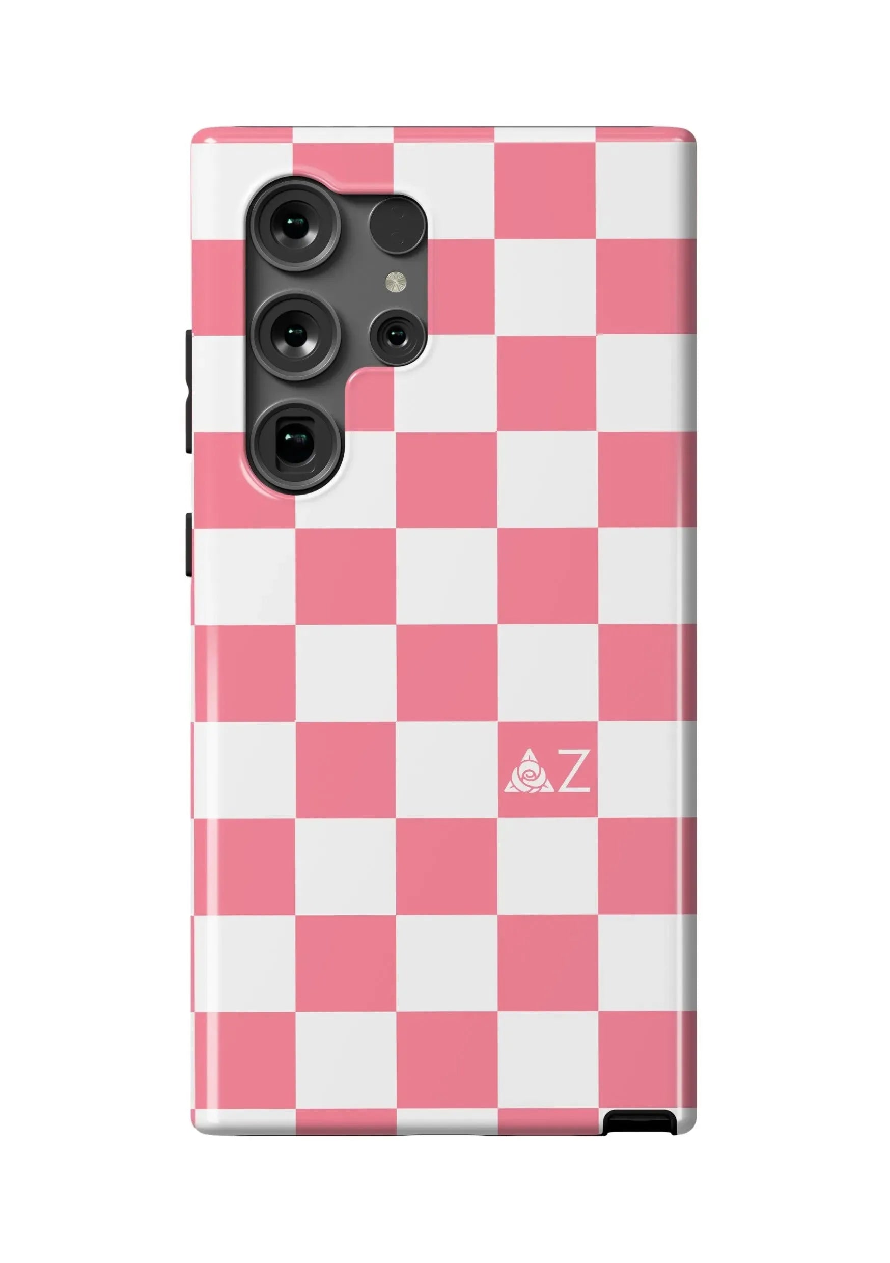 Delta Zeta Samsung Galaxy 24, 23 Mobile Phone Case - Pink Check Gloss Mobile Phone Cases