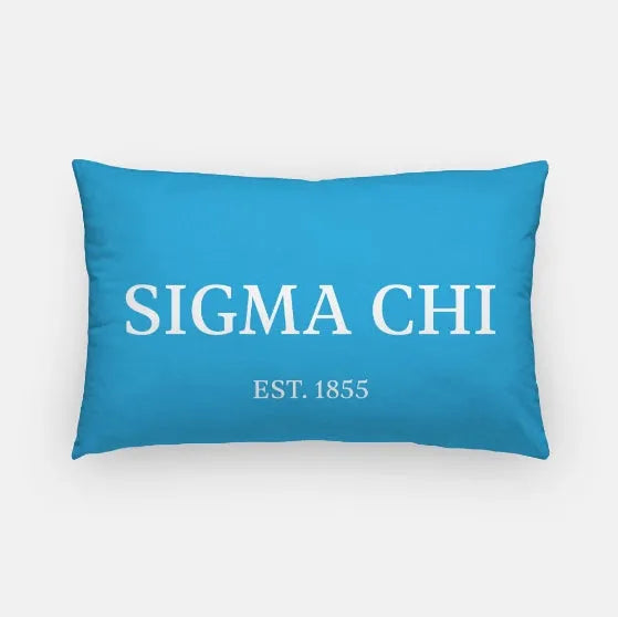 Sigma Chi Lumbar Pillow Cover - 1855 Blue White Pillow Covers