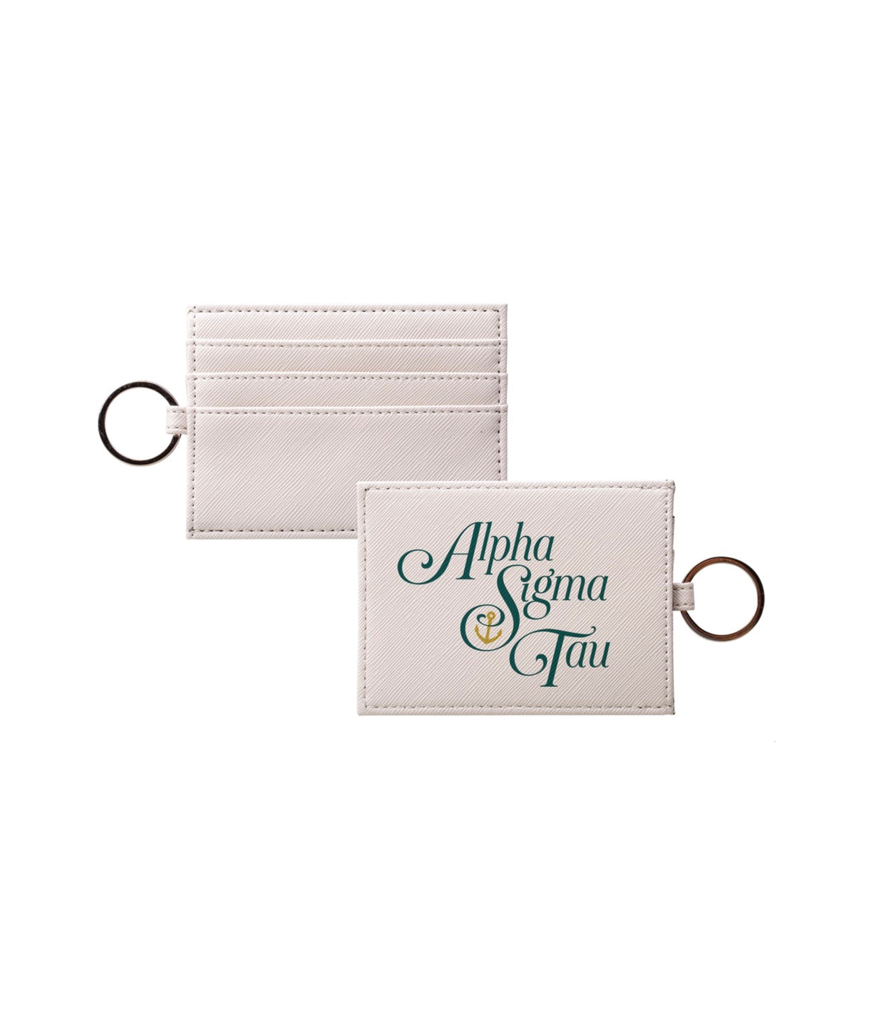 Alpha Sigma Tau Vegan Saffiano Leather Card Holder | Big Little Gifts