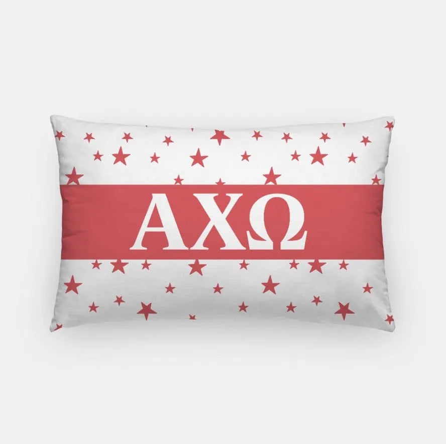 Alpha Chi Lumbar Pillow Cover -Stars Scarlet Pillow Covers