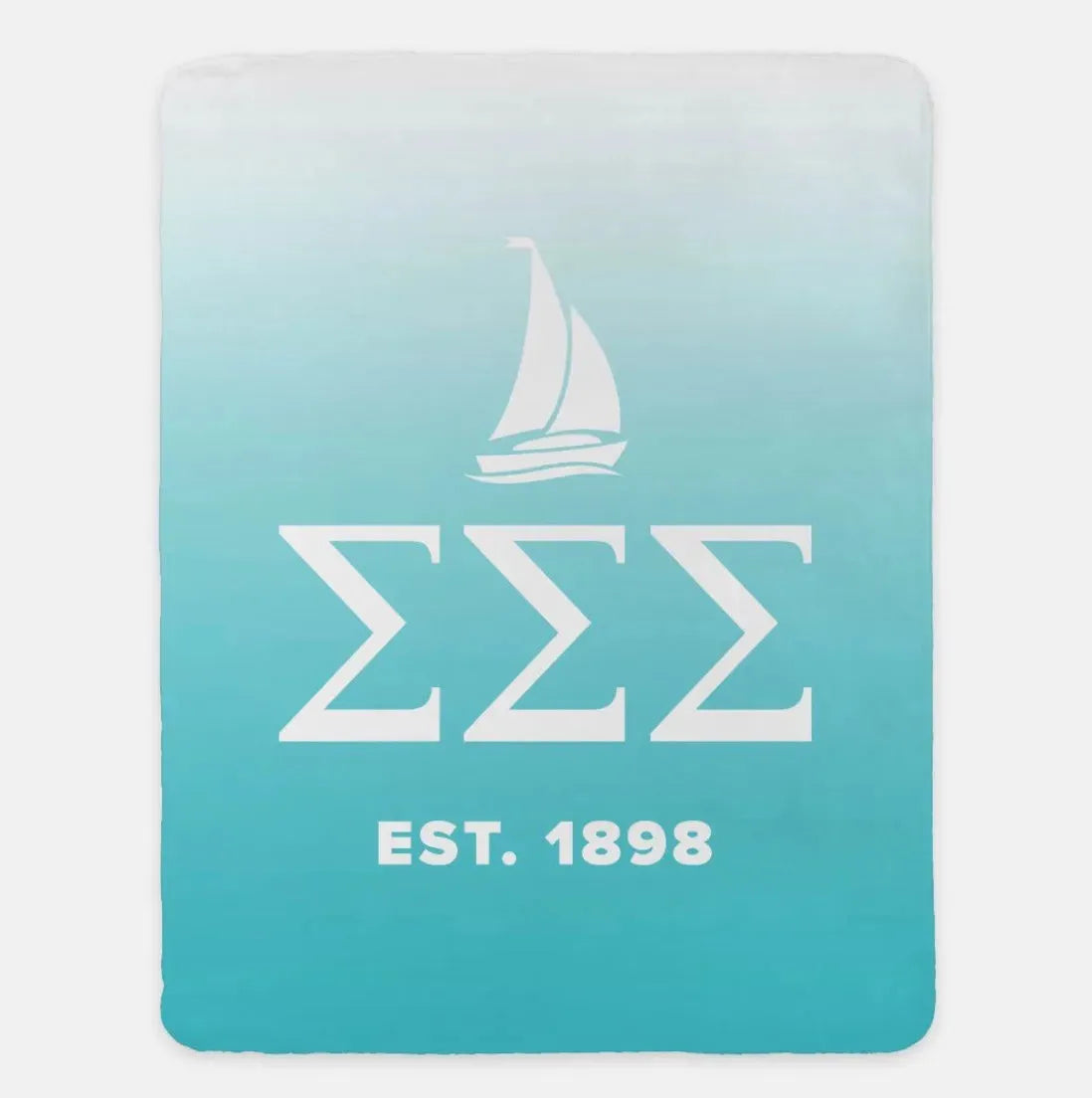 Tri Sigma XL 60x80 Sherpa Blanket Gradient Sea Blue Throw Blankets