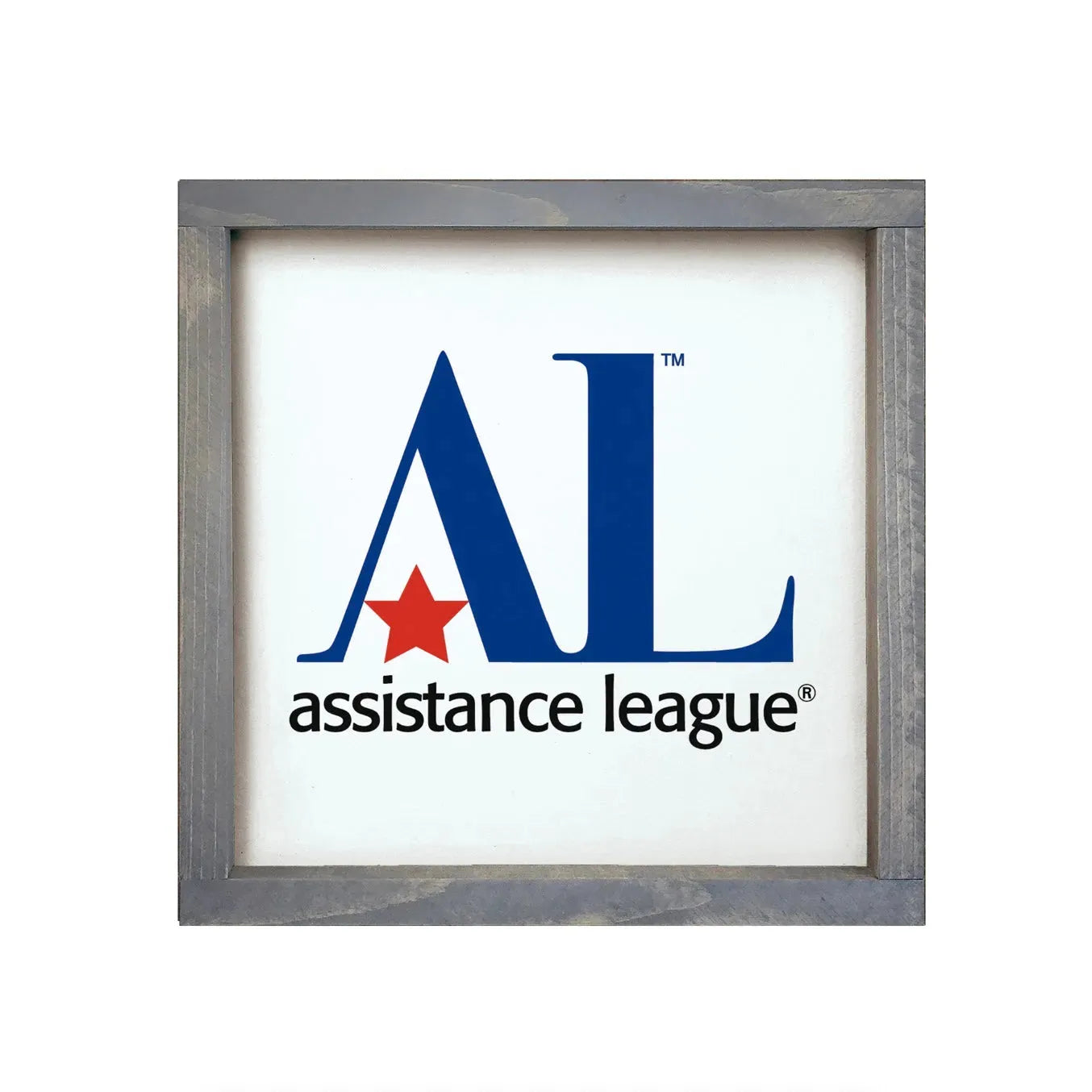 Assistance League 12x12 Traditional Wood Framed Sign White Weathered Gray Wall Art & Signs