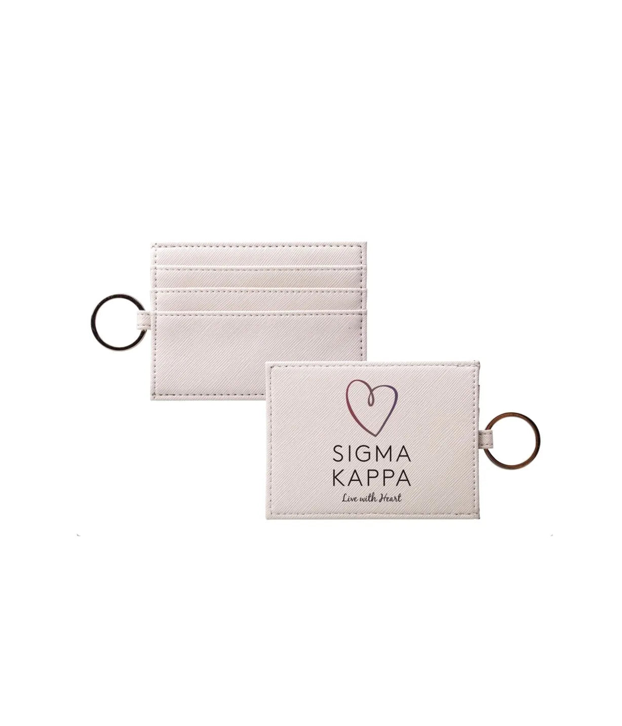 Sigma Kappa Traditional Vegan Saffiano Leather Keychain Card Holder Travel Wallet