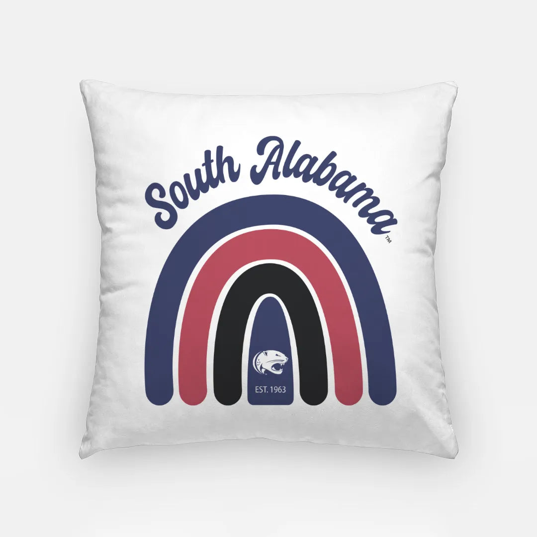 University of South Alabama Rainbow Throw Pillow Cover - 18" | Gifts and Decor | Festive Fit Home