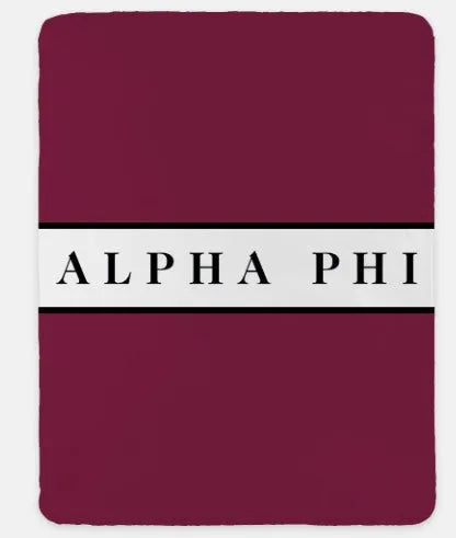 Alpha Phi Black XL 60x80 Traditional Sherpa Blanket Bordeaux Throw Blankets