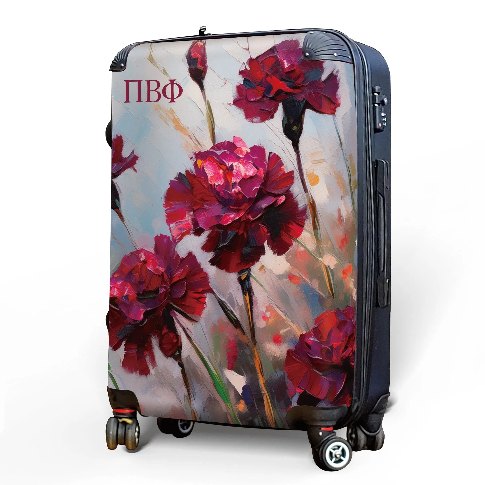 Pi Beta Phi 20" Carry-on Suitcase Luggage - Bold Carnations | Pi Phi