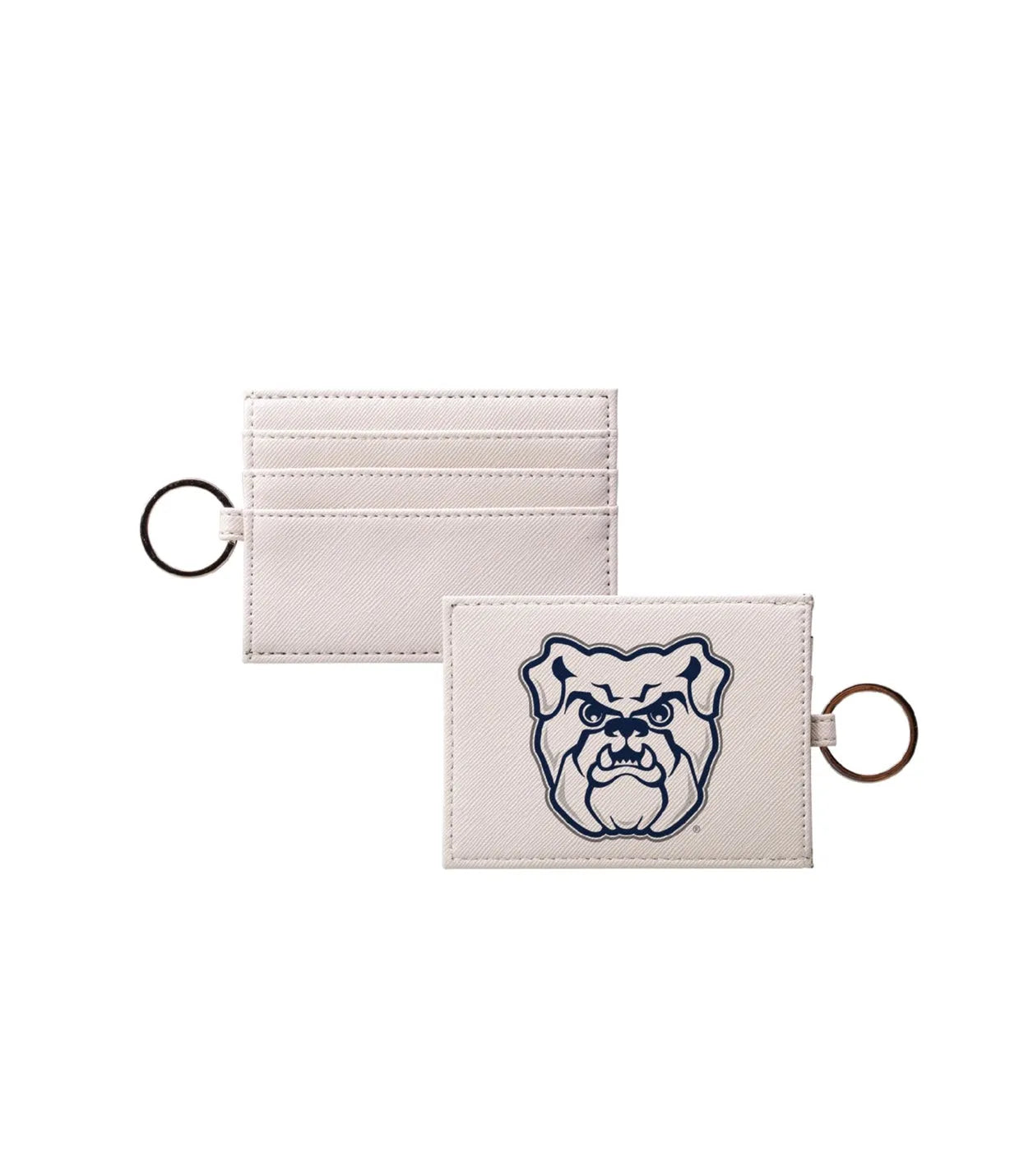 Butler Bulldog Vegan Saffiano Leather Keychain Card Holder Travel Wallet
