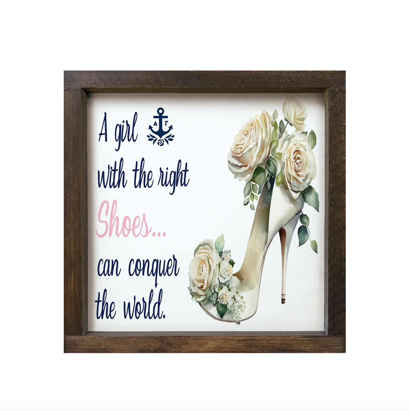 Delta Gamma 12x12 Wood Framed Sign - The Right Shoes | DG Wall Art