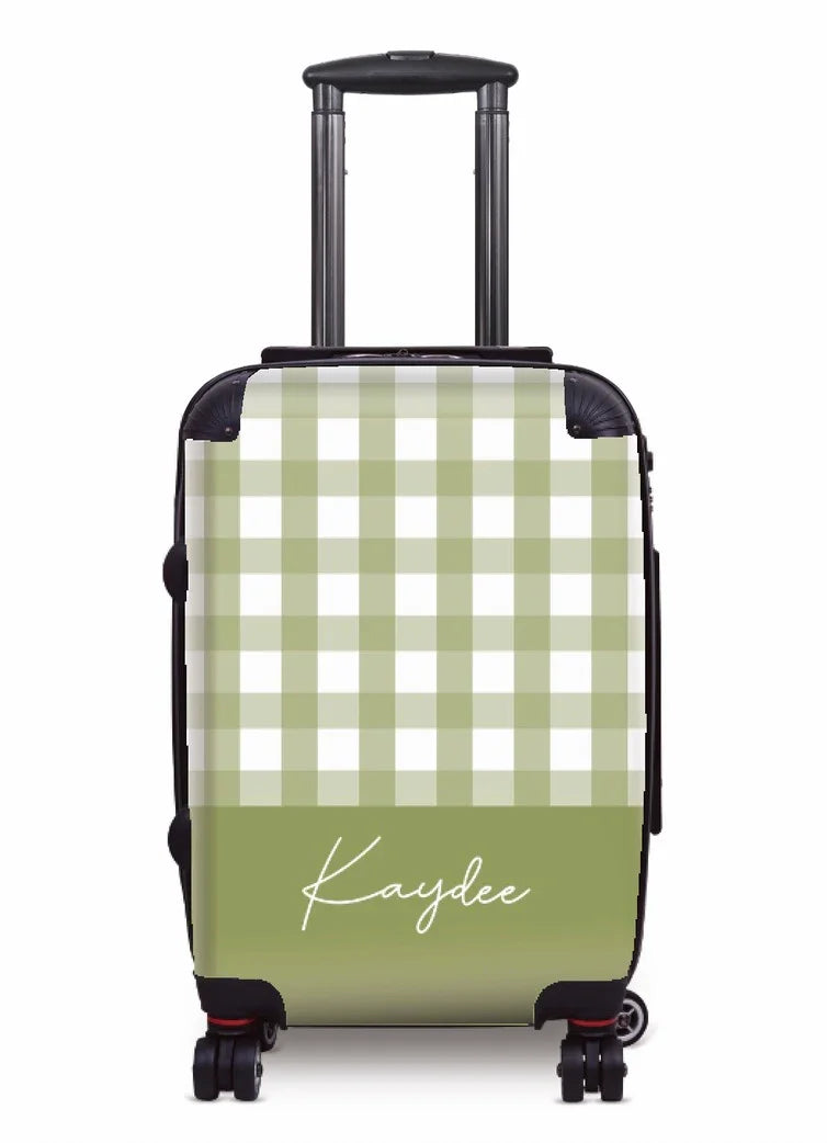 Kaydee Carry-on Suitcase - Gingham Olive Suitcases