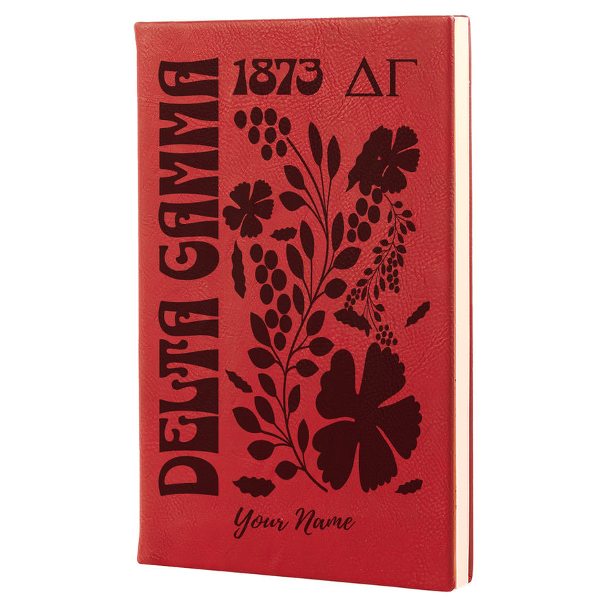 Delta Gamma Personalized Leatherette Notebook - Retro Floral | DG