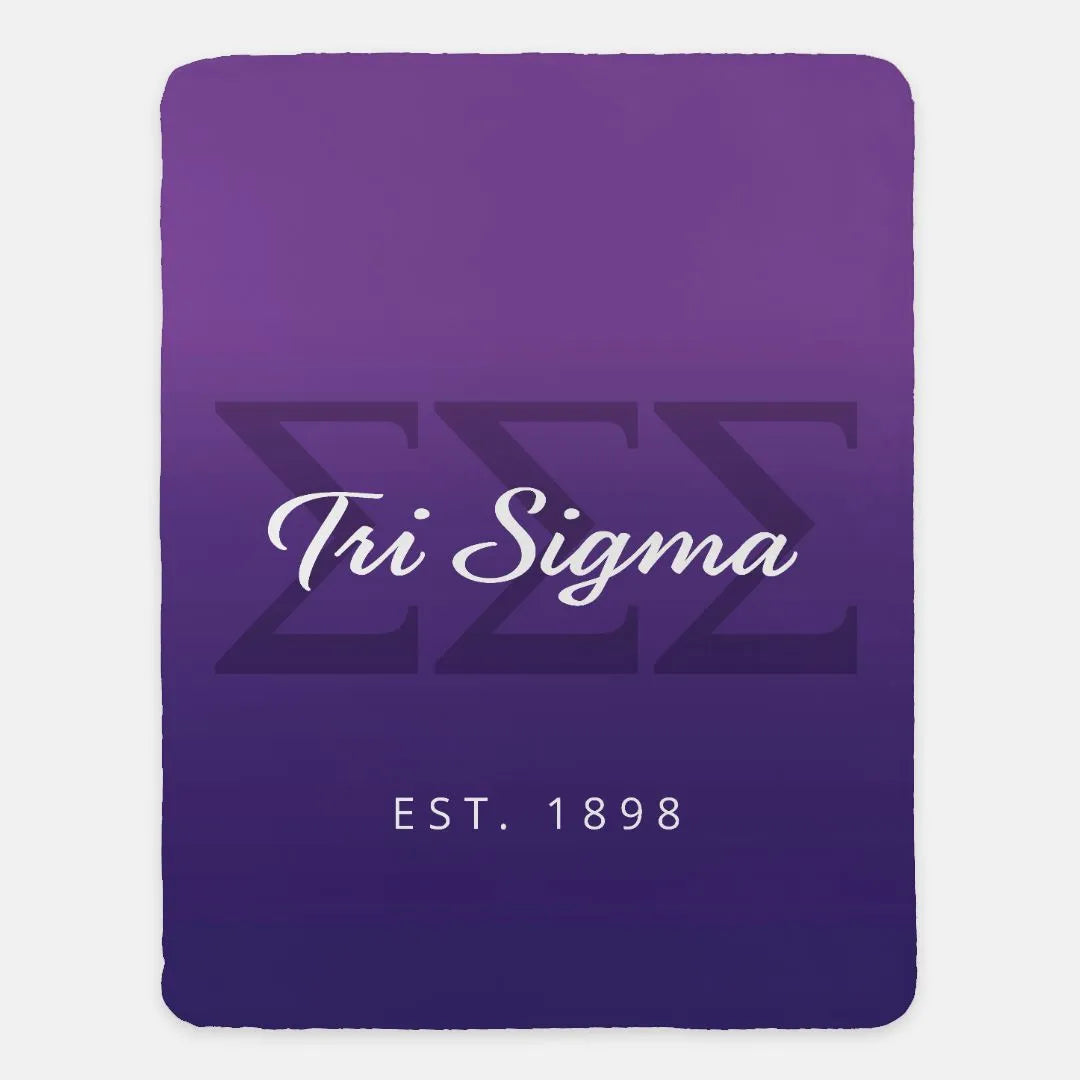 Tri Sigma XL 60x80 Sherpa Blanket Dual Purple Gradient Throw Blankets