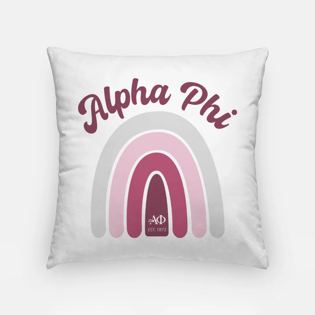 Alpha Phi 18" Throw Pillow Cover - Rainbow | APhi Dorm Decor | Gifts