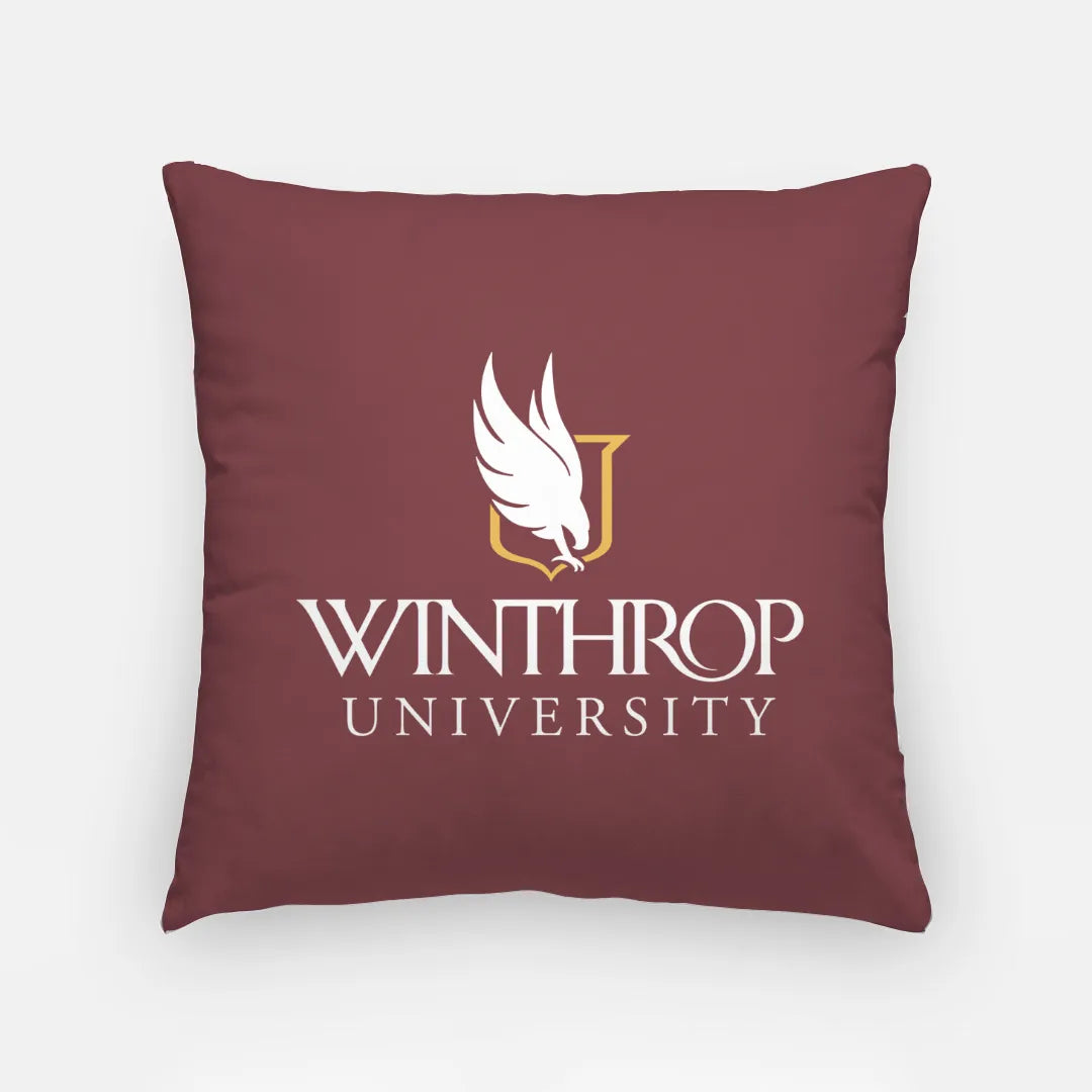 Winthrop Garnet Traditional Logo Throw Pillow Cover -18" | Gifts and Dorm Decor | Festive Fit Home