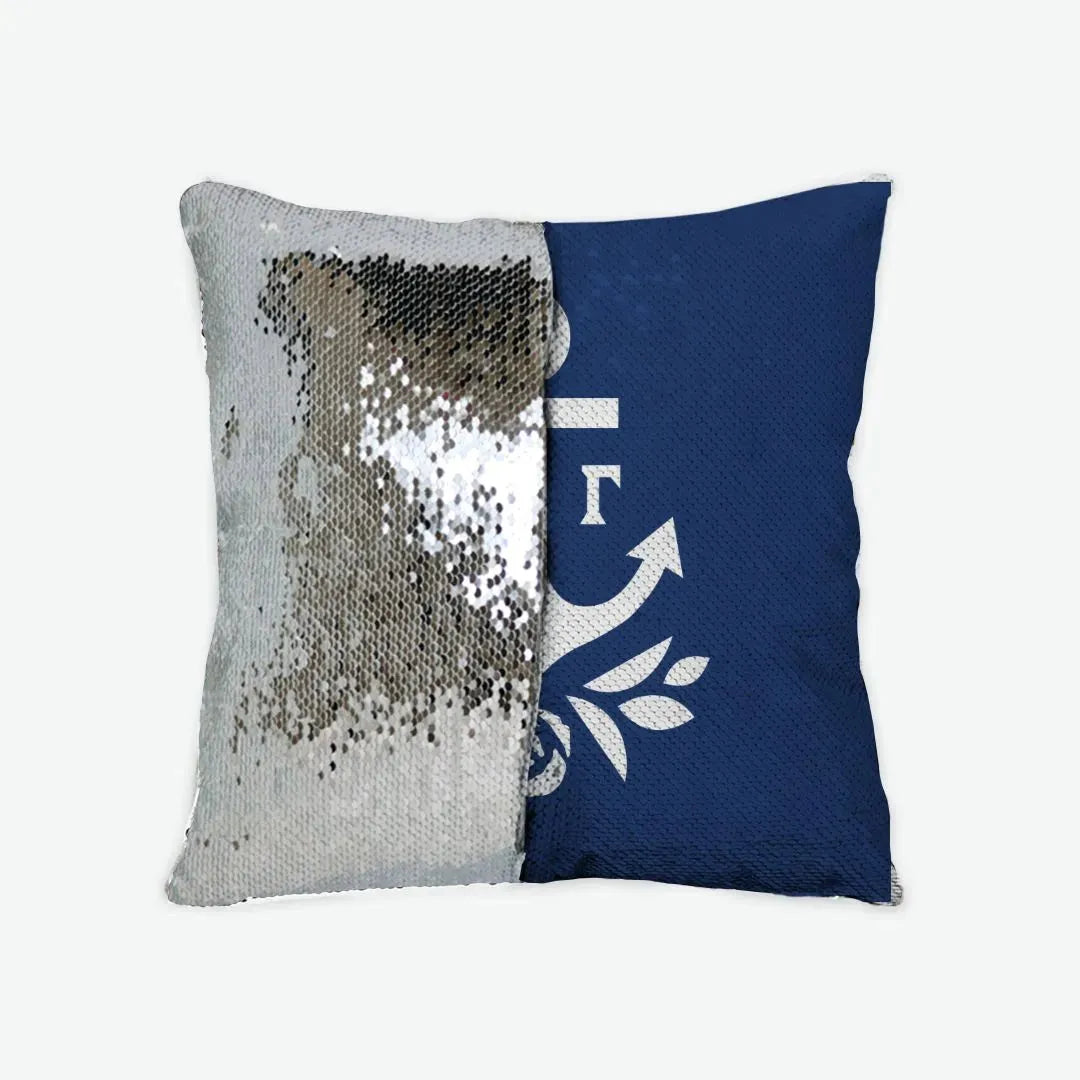Delta Gamma Sequin Pillow Cover - Brandmark Silver Pillow Covers