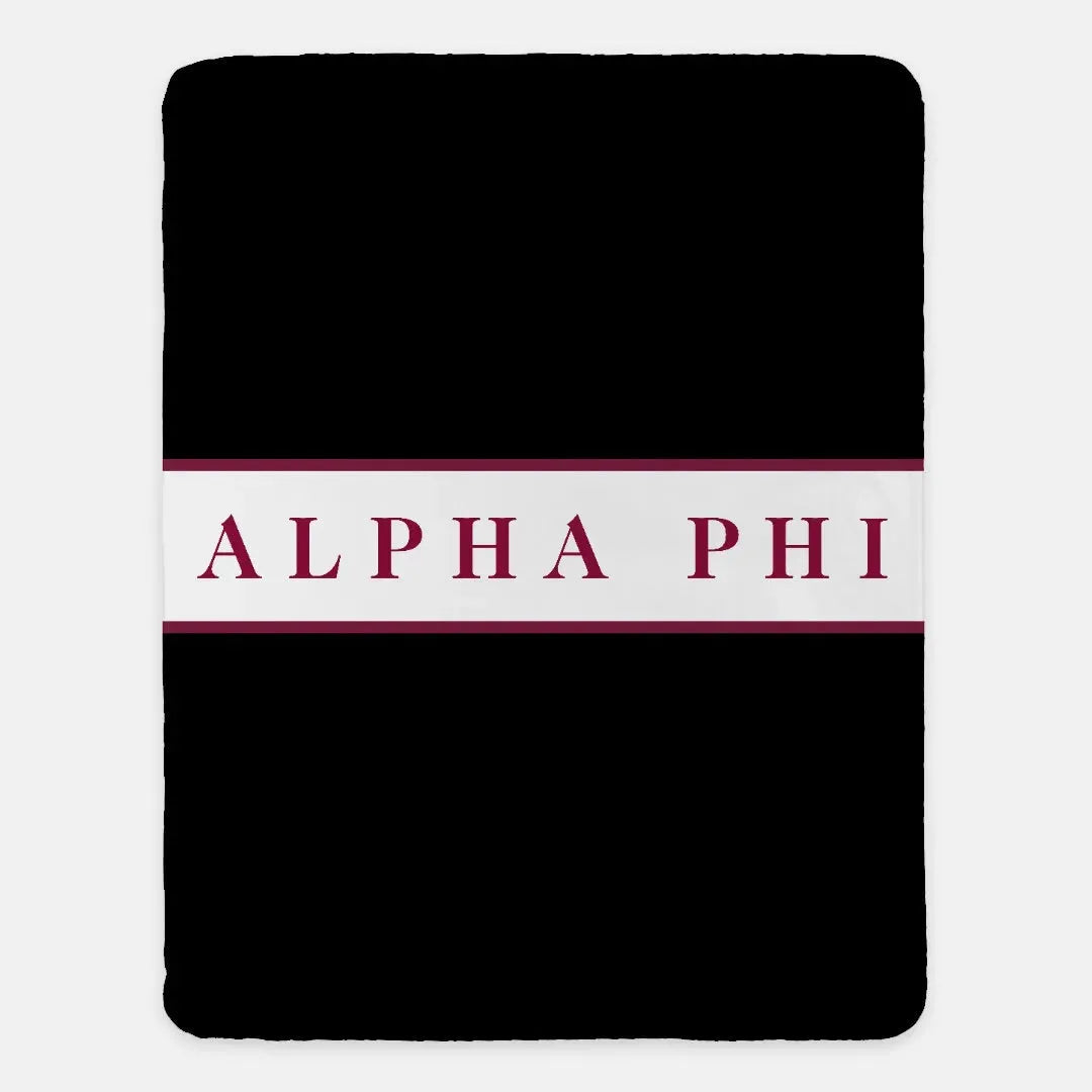 Alpha Phi Black XL 60x80 Traditional Sherpa Blanket Black Throw Blankets