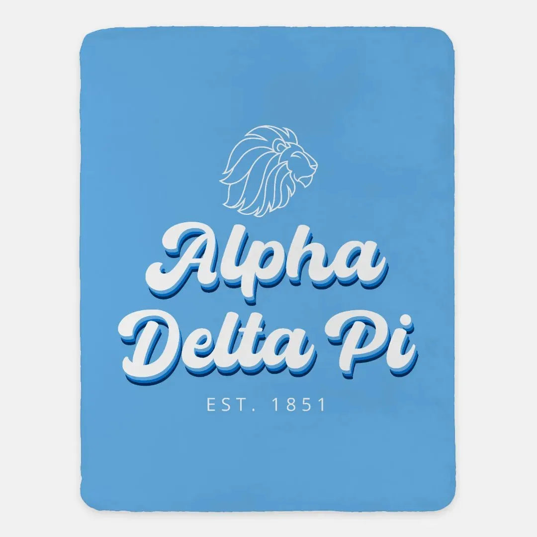 Alpha Delta Pi XL 60x80 Alphie Retro Sherpa Throw Blanket Throw Blankets