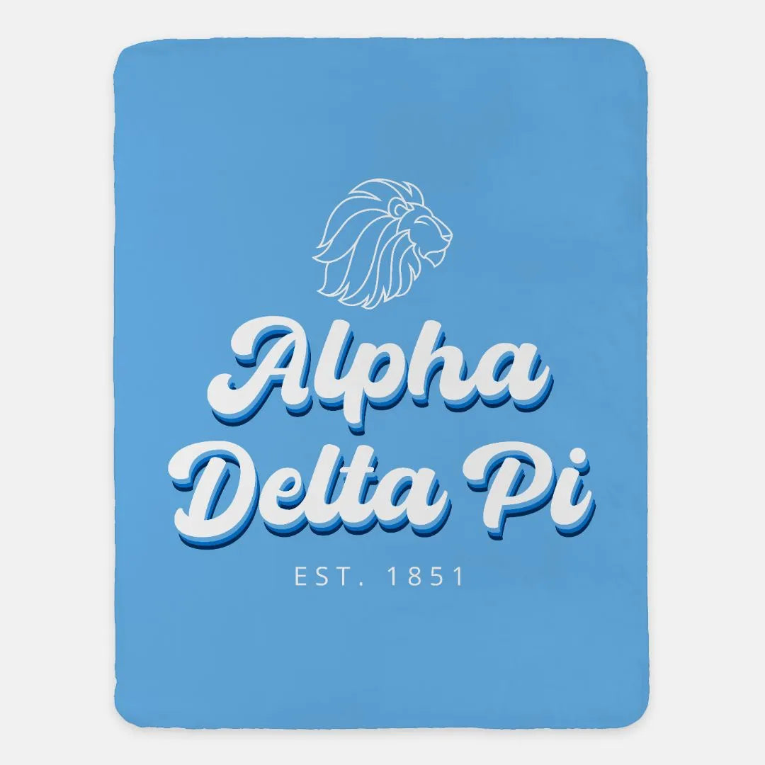 Alpha Delta Pi XL 60x80 Alphie Retro Sherpa Throw Blanket | ADPI Gifts