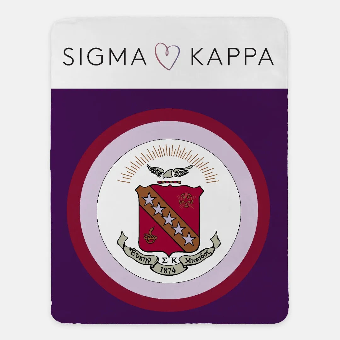 Sigma Kappa Sherpa Blanket - Coat of Arms Wide Band 60"x80" | Gifts and Decor | Festive Fit Home