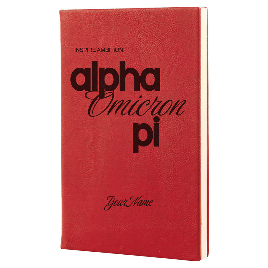 Alpha Omicron Pi Personalized Leatherette Notebook - AOII