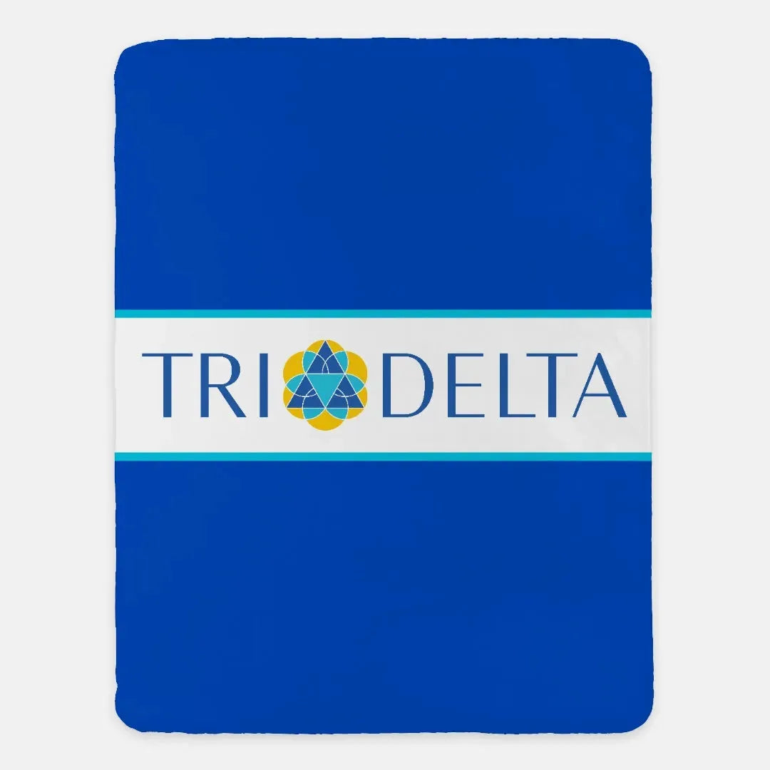 Tri Delta XL 60x80 Traditional Sherpa Throw Blanket - Blue Throw Blankets