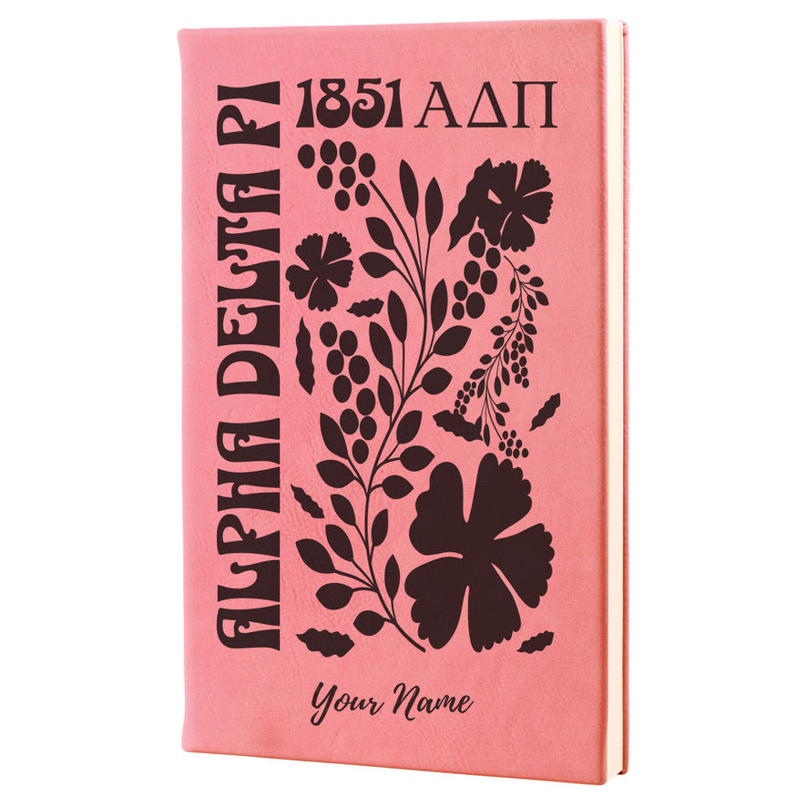 ADPi Personalized Leatherette Notebook Journal - Retro Floral