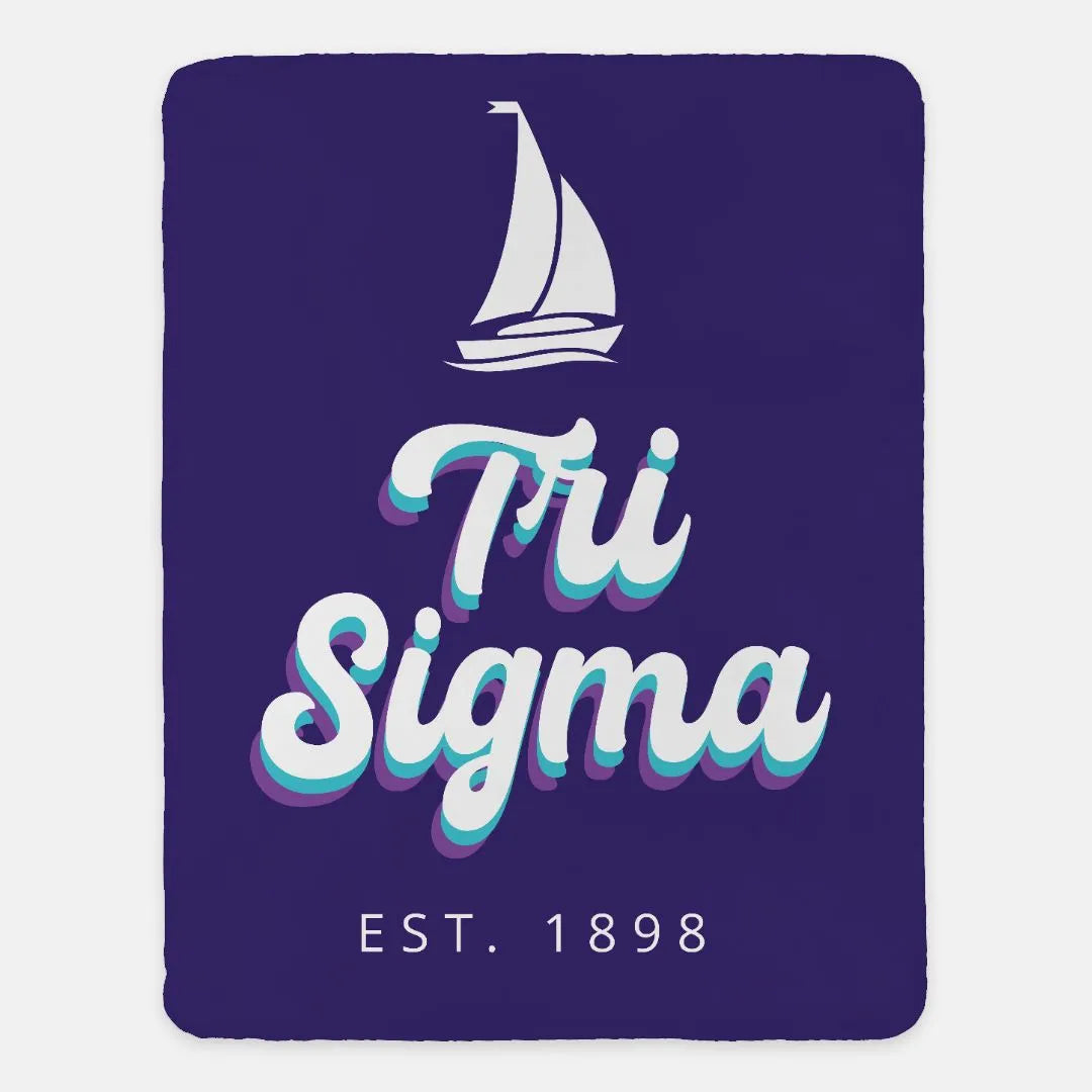 Tri Sigma XL 60x80 Sherpa Blanket Retro Throw Blankets