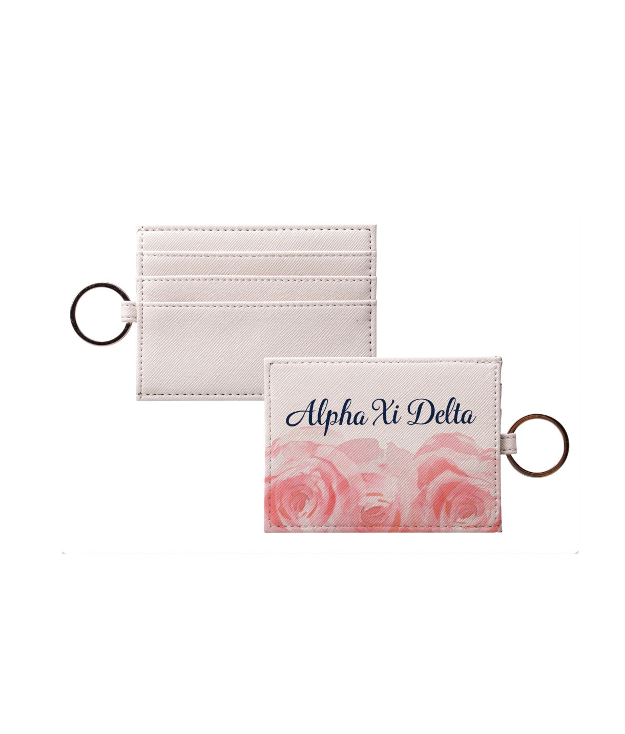 Alpha Xi Delta Vegan Saffiano Leather Cardholder - Roses | AXiD Gifts