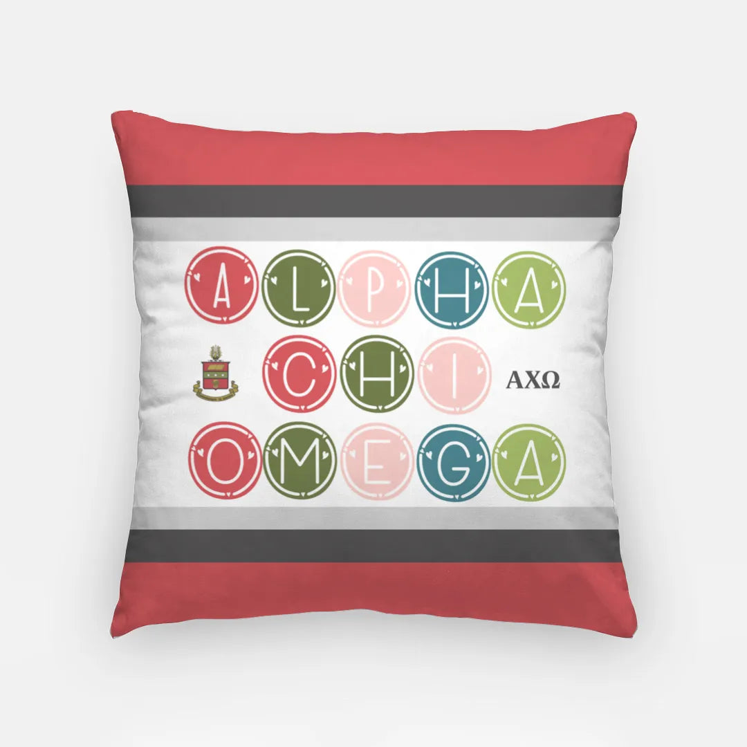 Alpha Chi Omega 18" Throw Pillow Cover - Dots | AXO Dorm Decor | Gifts