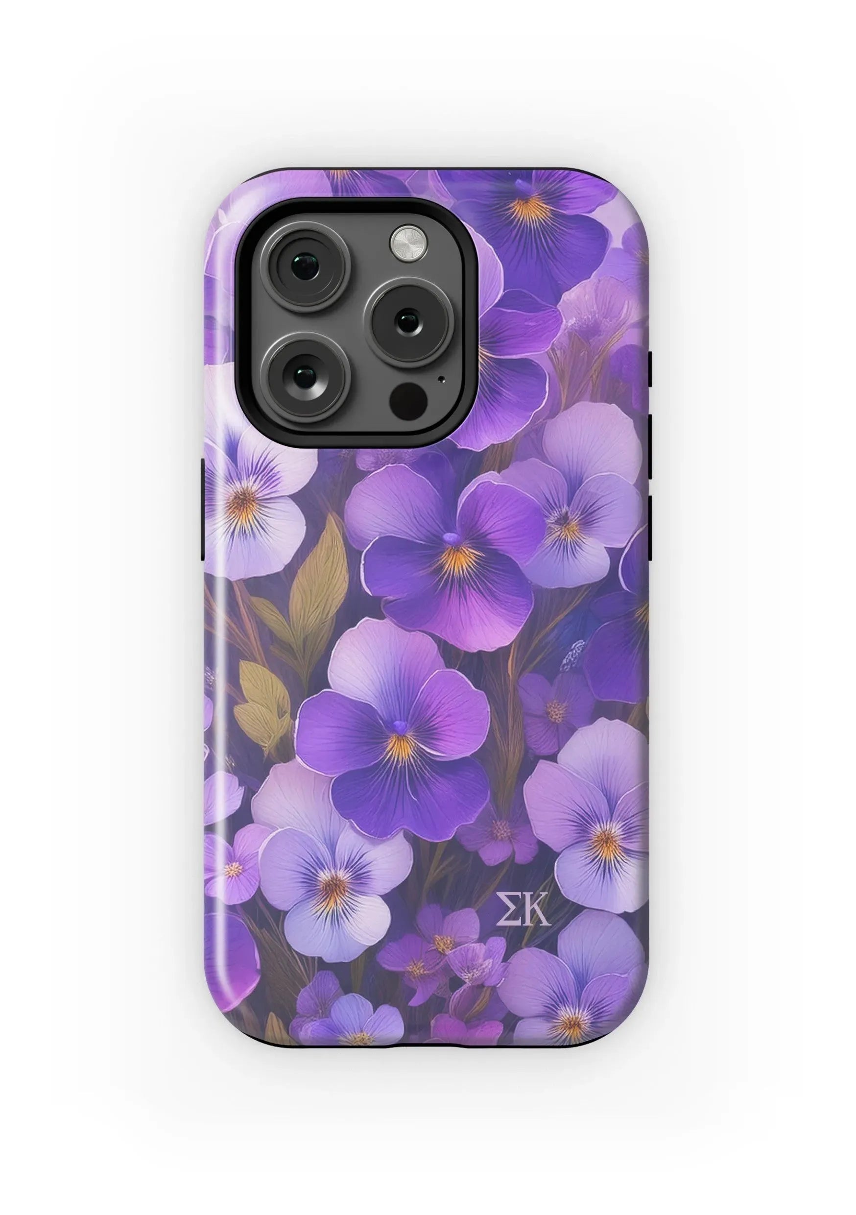Sigma Kappa iPhone 16, 15, 14 Mobile Phone Case - Purple Violets Matte Mobile Phone Cases
