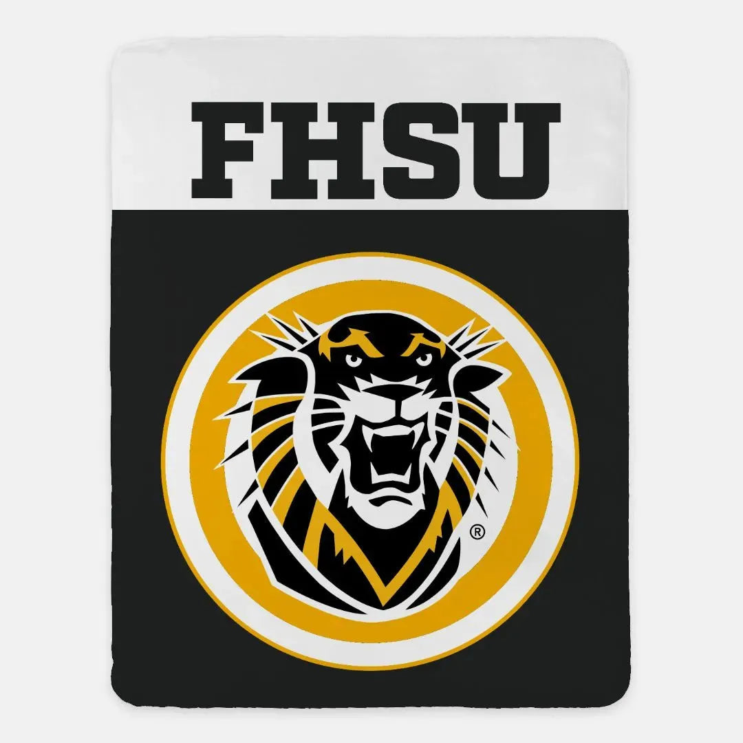 Fort Hays State University XL 60x80 Sherpa Throw Blanket - Bullseye Throw Blankets
