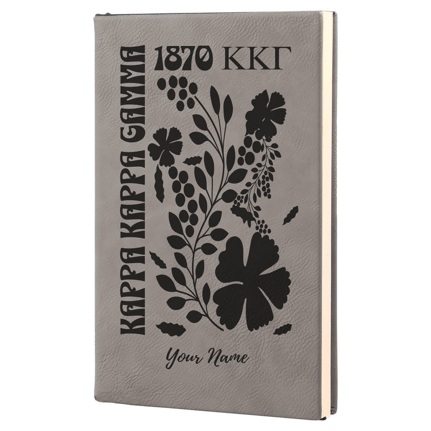 Kappa Kappa Gamma Personalized Leatherette Notebook - Retro Floral