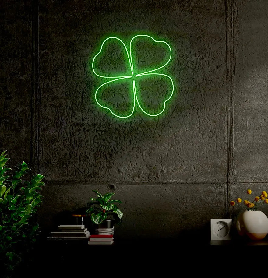 Four Leaf Clover LED Neon Sign w/ Dimmer Neon Signs
