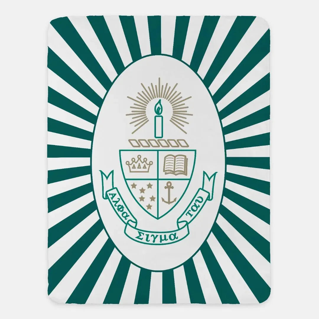 Alpha Sigma Tau XL 60x80 Sherpa Throw Blanket - Starburst Crest Throw Blankets