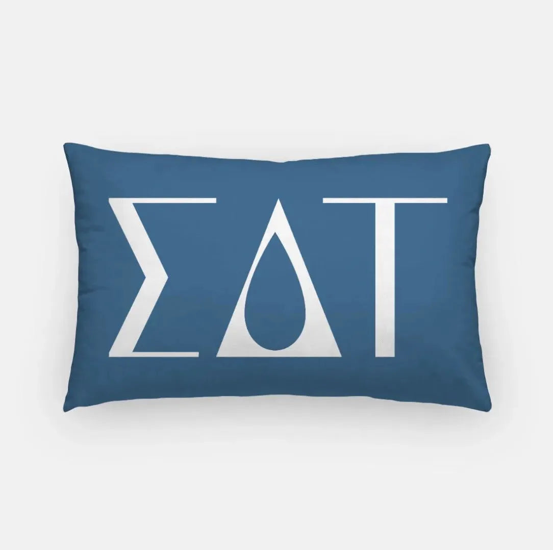 Sigma Delta Tau Lumbar Pillow Cover - Knockout Greek Letters Old Blue Pillow Covers