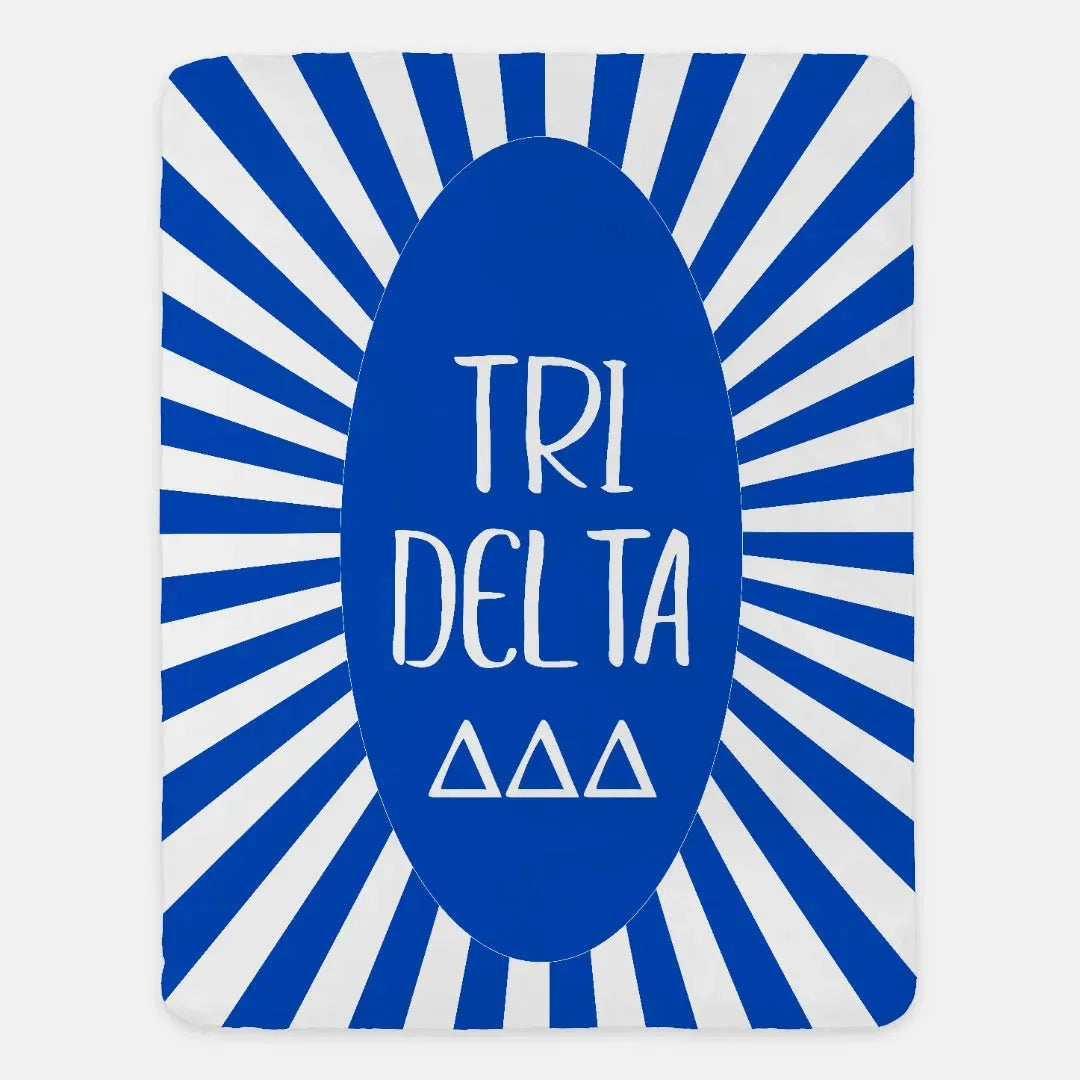 Tri Delta XL 60x80 Sherpa Blanket - Blue Starburst Throw Blankets