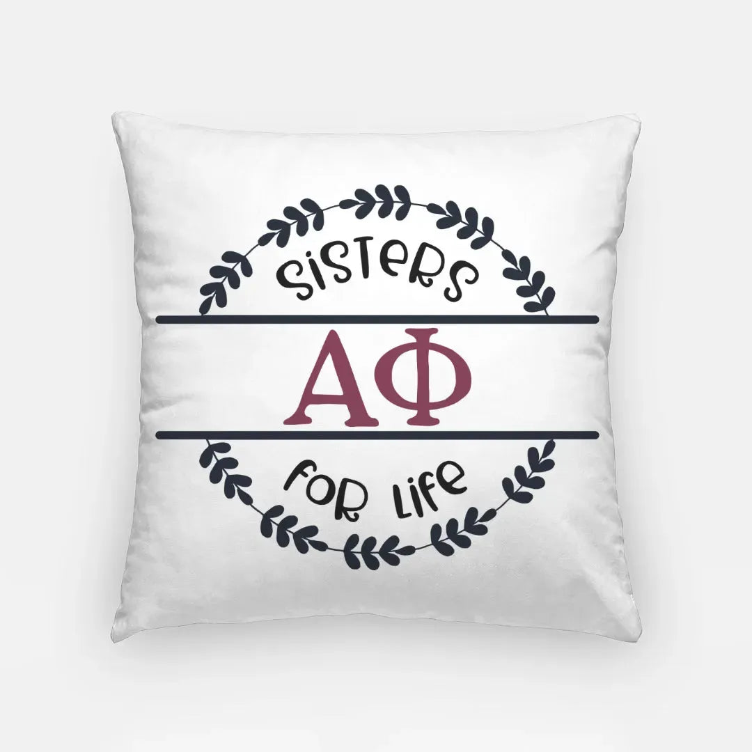 Alpha Phi 18" Throw Pillow Cover - Sisters for Life Pillow Covers