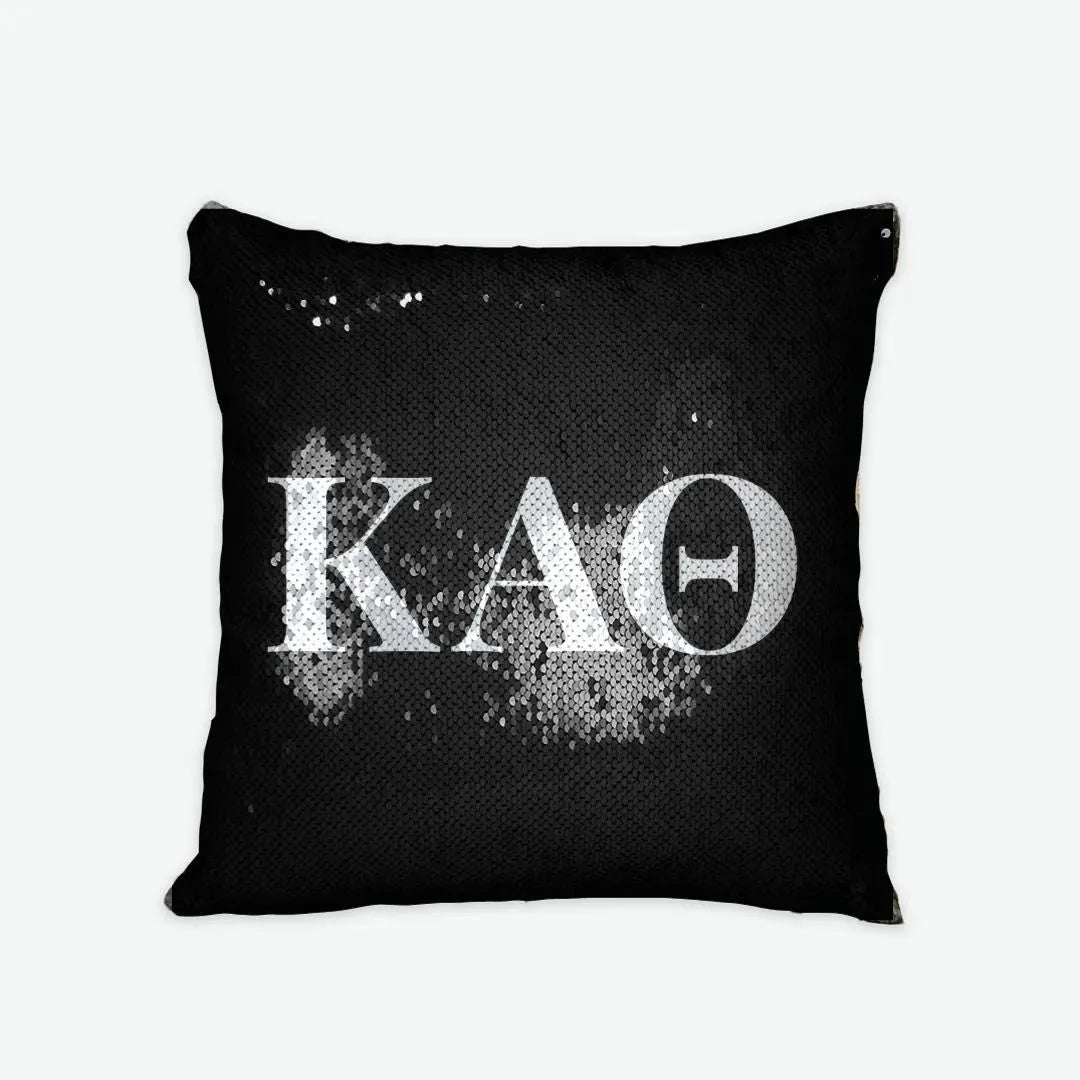 Kappa Alpha Theta Sequin Pillow Cover - Black Pillow Covers