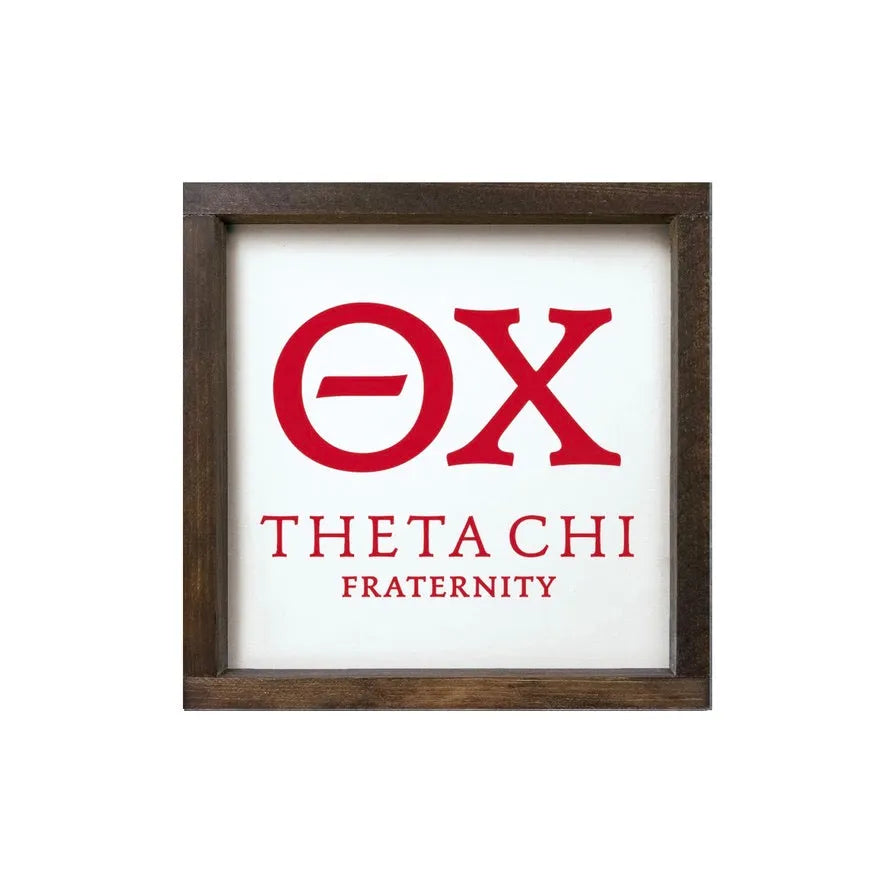 Theta Chi 12x12 Wood Framed Sign Red Walnut Stain Wall Art & Signs