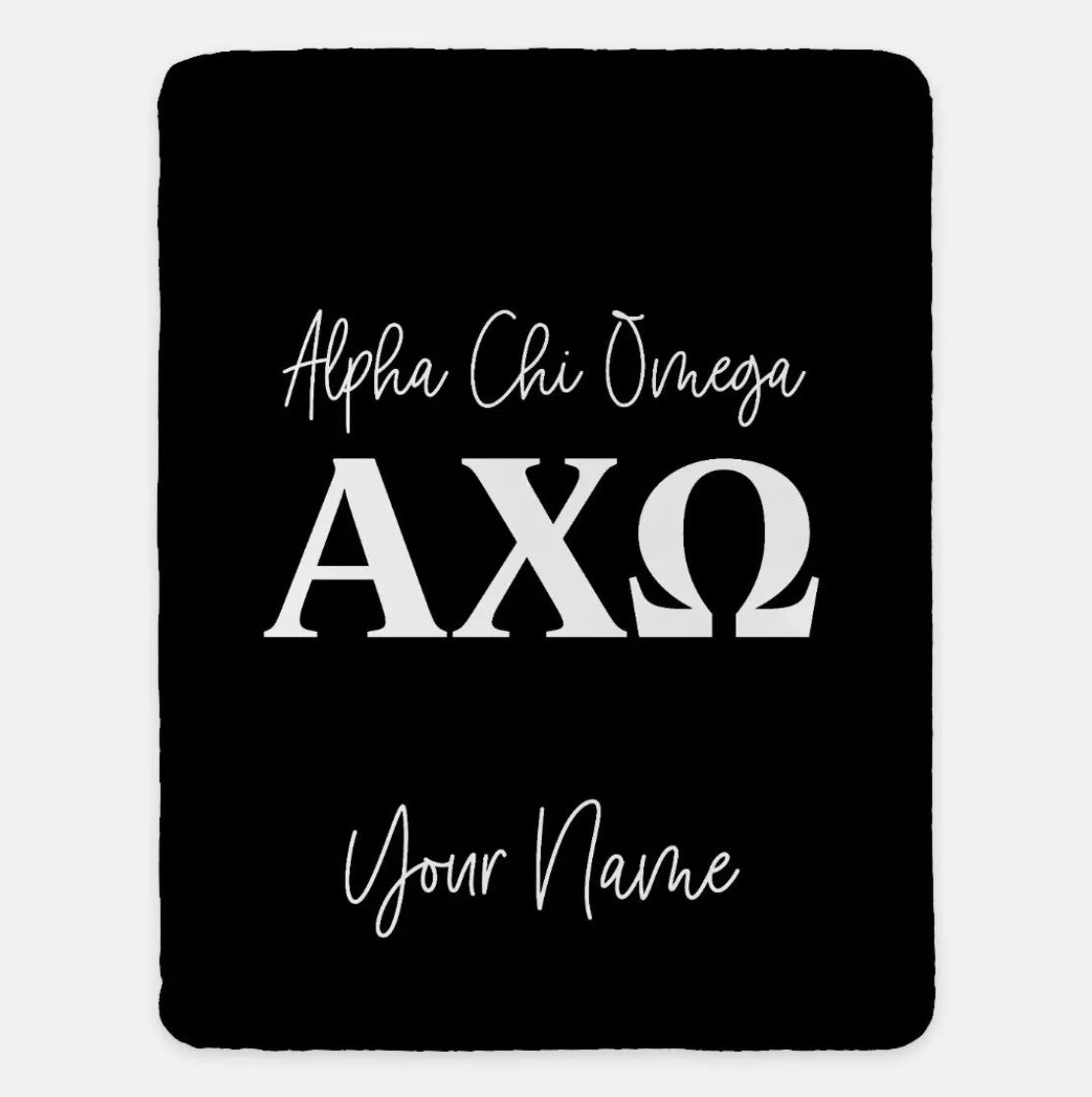 Personalized Alpha Chi Omega XL 60x80 Sherpa Blanket Black Throw Blankets